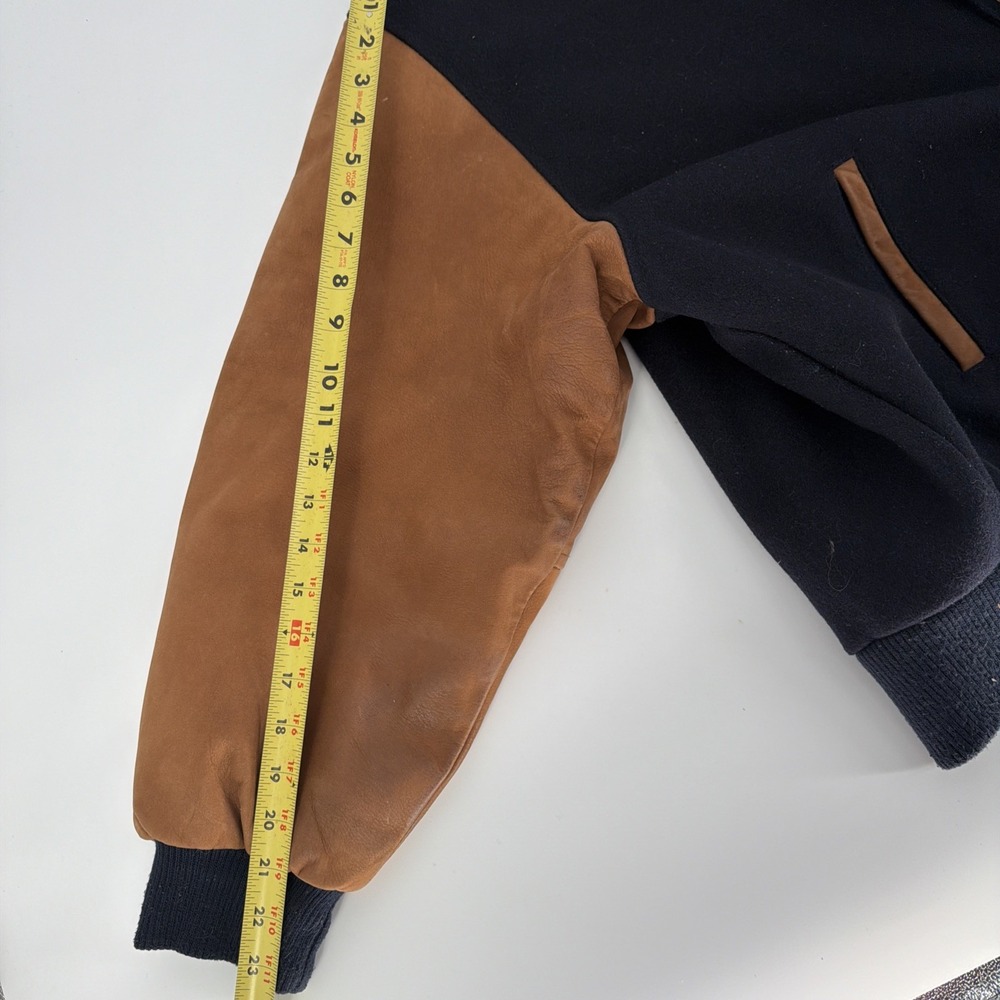 Cabela's Jacket Mens 2XL Blue Wool Leather Varsity Snap Outdoor Canada Hunting - Picture 11 of 16
